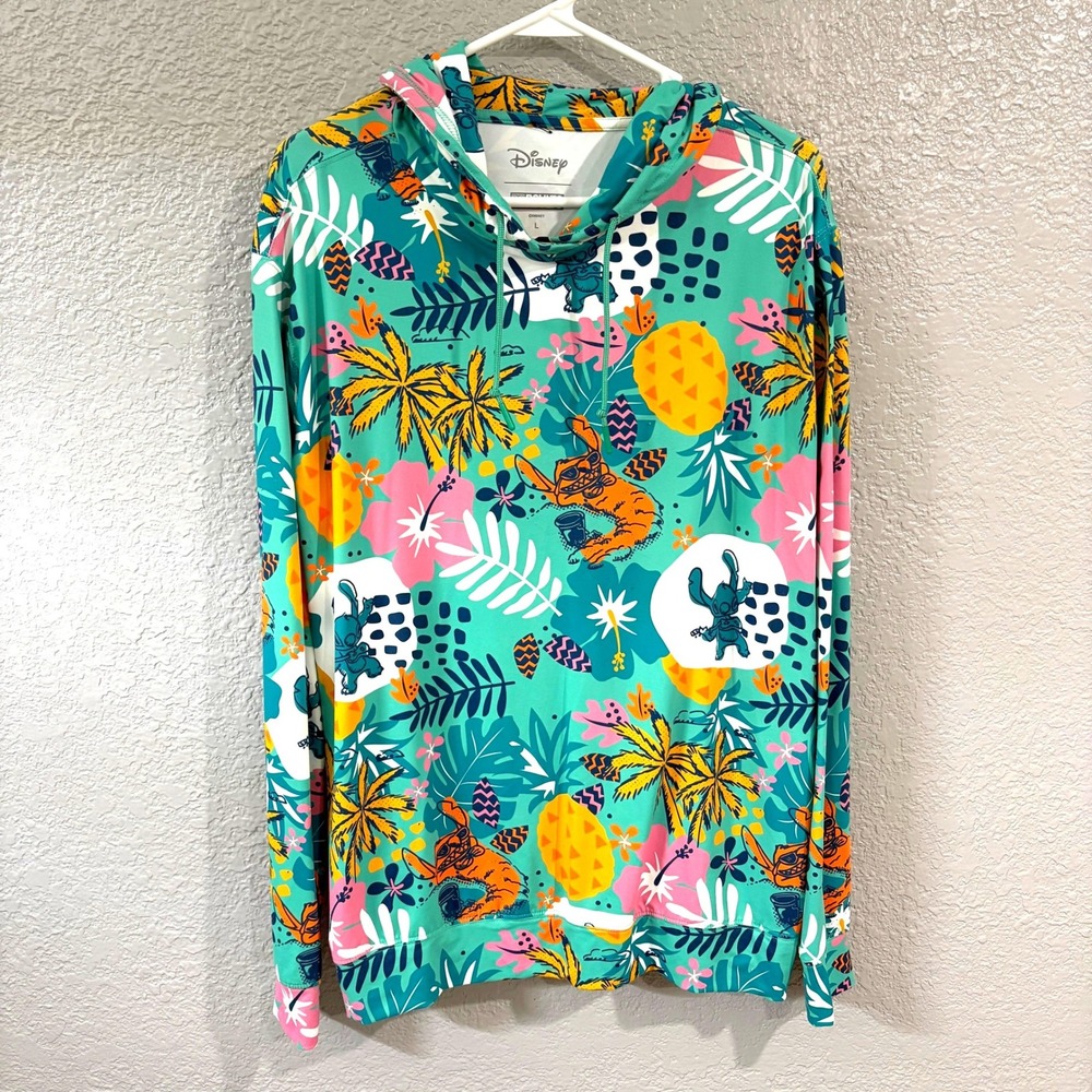 Tropical Stitch Disney Hoodie Lilo & Stitch Aloha Summer Beach Pullover RSVLTS L